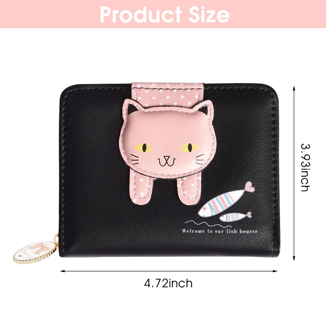 PALAY Small Wallets for Women Stylish Latest PU Leather Coins Zipper Pocket Handbags Purse for Girls with Rabbit-Shaped Metal Tassels Pendant Purse (Black) PALAY Small Wallets for Women Stylish Latest PU Leather Coins Zipper Pocket Handbags Purse for Girls with Rabbit-Shaped Metal Tassels Pendant Purse (Black)